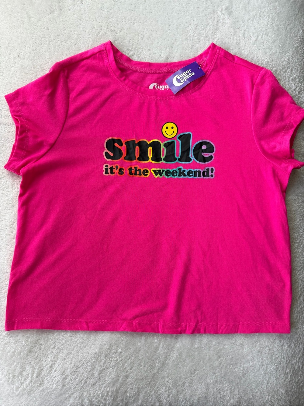 Sugar & Jade Girls Pink Graphic T-Shirt – Size L 12/14 – NWT